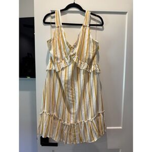 A Beautiful Soul Women's Striped Sundress V-Neck Ruffle, 1X, 14/16